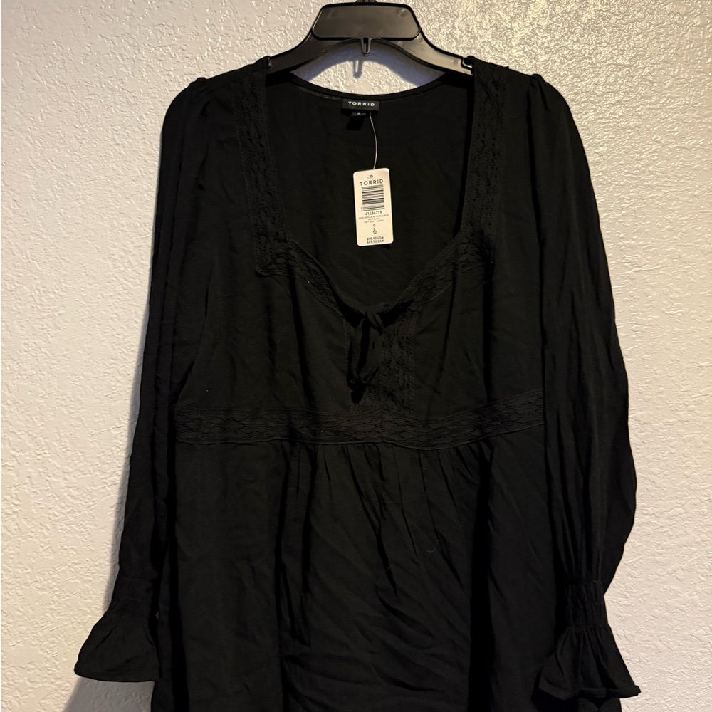 Torrid Black Lace-Up Blouse